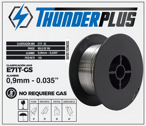 Alambre Flux Sin Gas 0,9mm / Rollo De 1kg - Para Soldar Mig Sin Gas - Pack X2 Azul - Imagen 2
