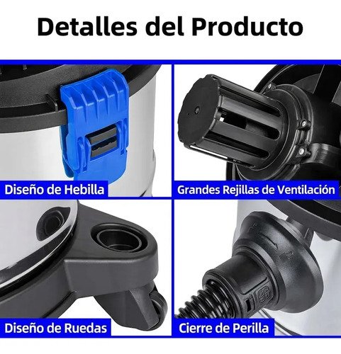 Aspiradora Profesional 3 En 1 Limpieza Seco Mojado Soplador Negro - Imagen 4