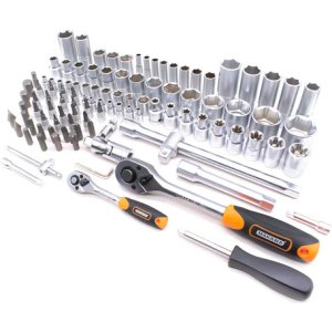 Juego De Dados Y Puntas Makawa Tw-108p 108p Cromo Vanadio Encastre 1/4 1/2 Plateado