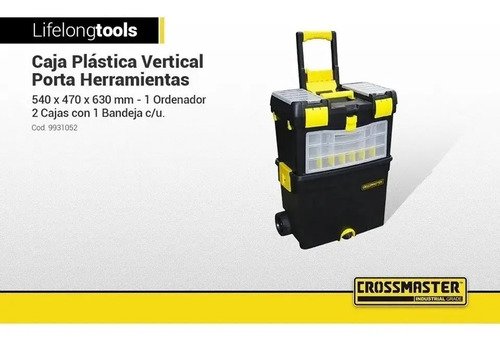 Caja De Herramientas Crossmaster 9931052 De Plástico Con Ruedas 47cm X 54cm X 63cm Negra Y Amarilla Negro/amarillo - Imagen 5