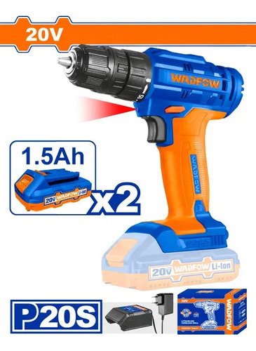 Taladro Atornillador Wadfow C/percutor + 2 Baterías 10mm Color Azul Azul Y Naranja - Imagen 7