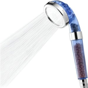 Ducha Duchero Teléfono Filtro Piedras Volcánicas 3 Funciones Azul Mate