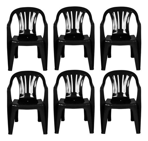 Silla Plástico Mor Reforzada Con Posabrazo Bela Vista Pack 6 Color Negro - Imagen 2