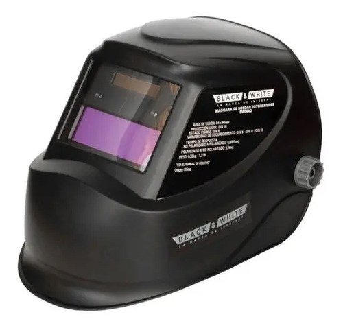 Careta De Soldar Fotosensible Automatica 34x90 Black&white Negro Completo