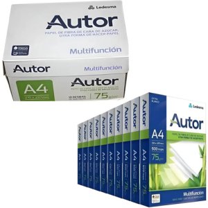 Resmas De Papel A4 Autor Multifuncion 75 Gr 500 H Caja X 10u Blanco