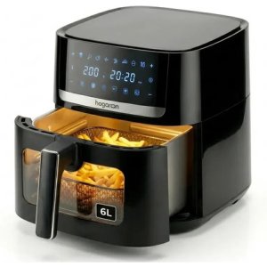 Freidora De Aire 6l Hogaron Air Fryer Xl 1500w Digital Visor Negro