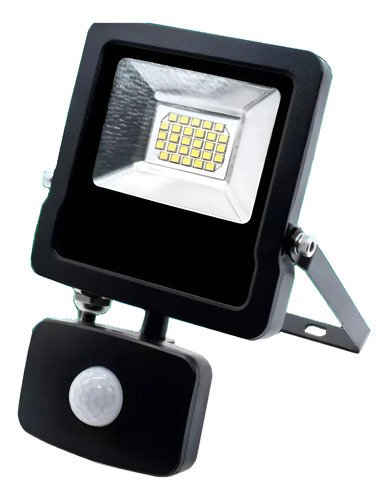 Foco Led Exterior 50w Sensor De Movimiento Fotocelula 1 Año Negro Blanco Frío