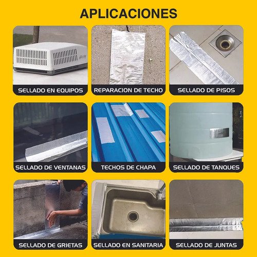 Membrana Autoadhesiva De Butilo 15cm X 10mts Construtech Hyt Plateado - Imagen 3