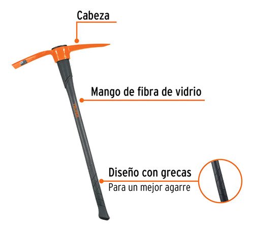 Pico Punta Y Pala 5lbs Con Cabo Fibra De Vidrio Truper Tp-5m - Imagen 4