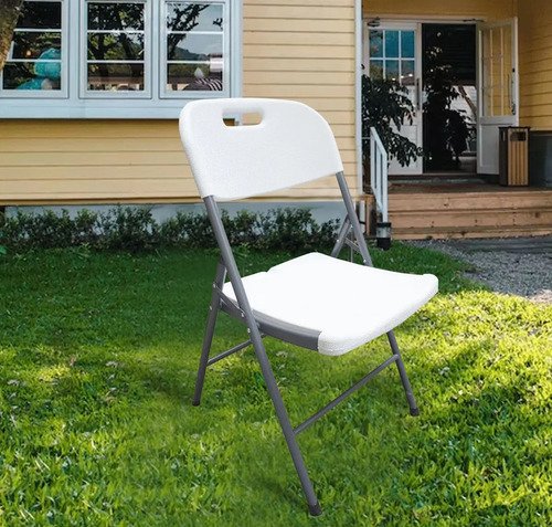 Silla Plegable Plastico Reforzada Jardín Exterior Alpina Blanco Plegable - Imagen 8