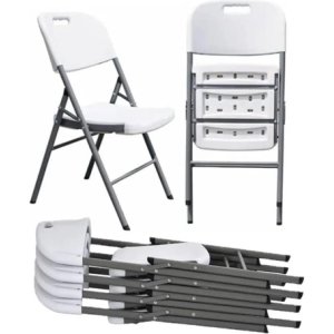 Silla Plegable Plástica Blanca 180 Kg X4 Unidades Eventos Blanco