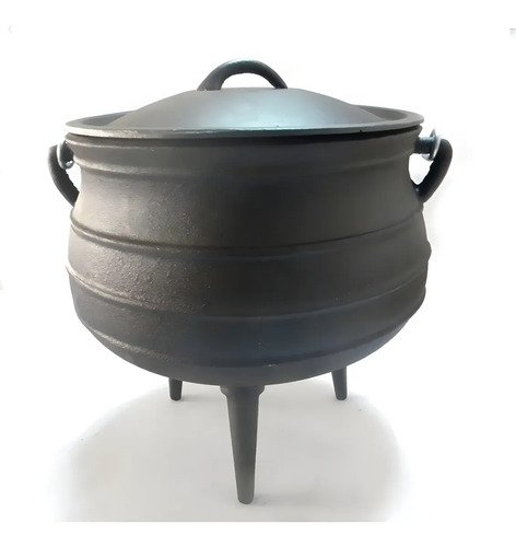 Olla De Hierro Fundido 3 Patas + Tapa - 3 Lts Negro