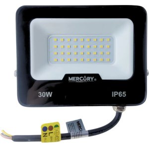 Reflector Led 30w Mercury Mer-16 Luz Blanca Fría 6500k Ip65 Exteriores Negro Blanco Frío