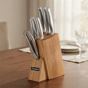 Set De Cuchillos Mango De Acero Inox. Cuori Nacar 8 Piezas Marrón Claro
