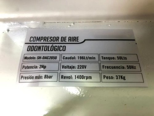 Compresor Odontológico Shimura 2.0 Hp 50 Litros Silencioso Blanco 50 Hz Monofásica - Imagen 6