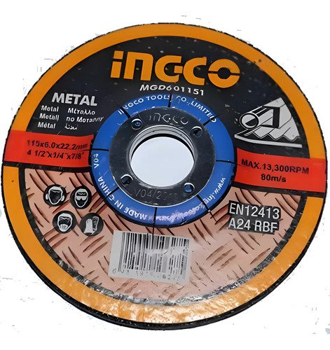 Discos De Desbaste Ingco Industrial - 4 1/2''' - Tyt Amarillo