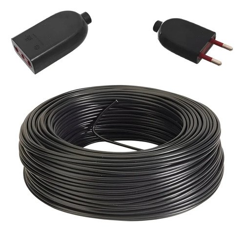 Alargue Armado 20mts Con Terminales Contacto Electricidad Negro