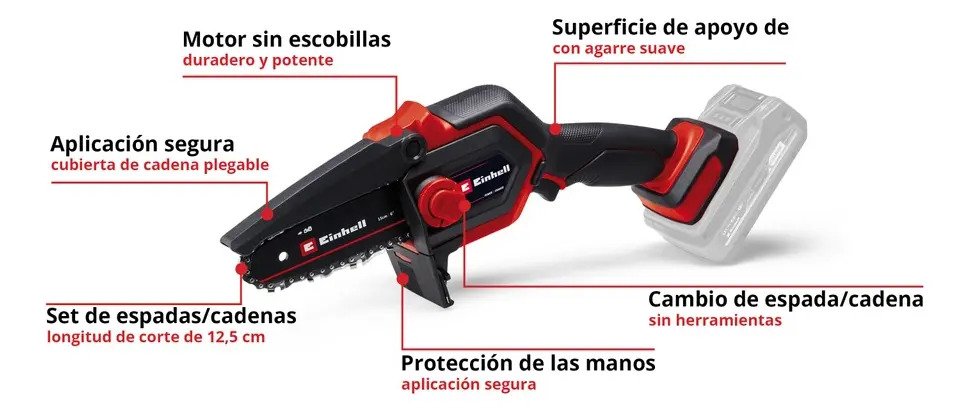 Motosierra Ge-ps 18/15 Li Bl-solo Bat Cargador Einhell Rojo Rojo - Imagen 9