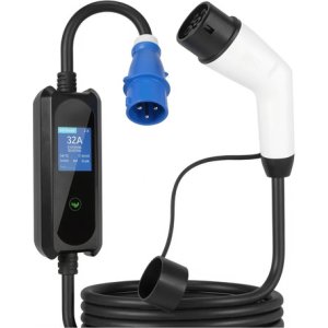 Cargador De Auto Electrico 32 A Tipo 2 Portatil Schuko 5 M Blanco