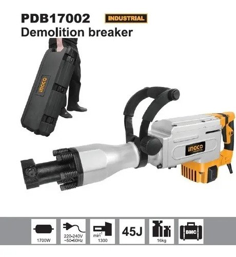 Martillo Demoledor Ingco 50 Joule 1700w Industrial - Tyt Azul Marino - Imagen 2