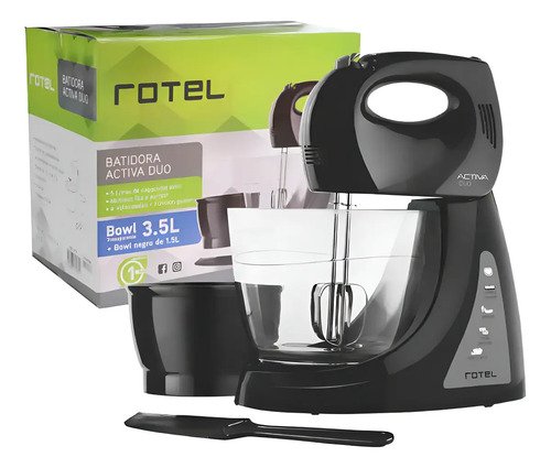 Batidora Rotel Duo Plus 200w Con Bowls Acero 3.5l Y 1.5l Negra Negro 50 Hz - Imagen 5