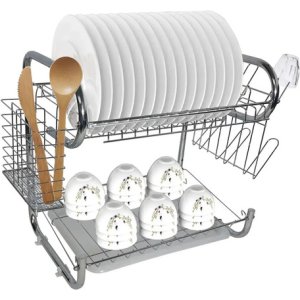 Seca Platos Escurridor De Platos Cubiertos Vasos Cromado Ot Color Gris