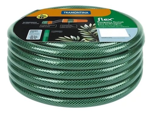 Manguera Riego Reforzada Tramontina X 50 Metros - 3 Capas Color Verde Oscuro
