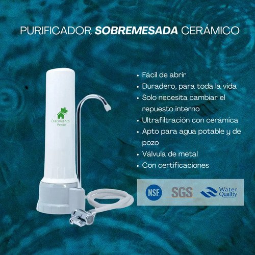 Repuesto Filtro Purificador Agua C/cerámica Ultrafiltración Blanco - Imagen 5