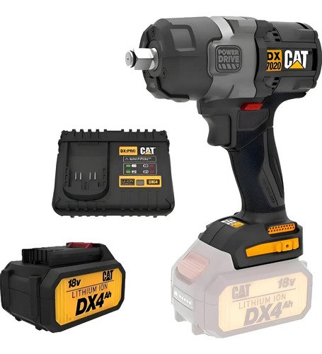Llave De Impacto 700 Nm Brushless Cat + Bateria + Cargador Negro 50 60