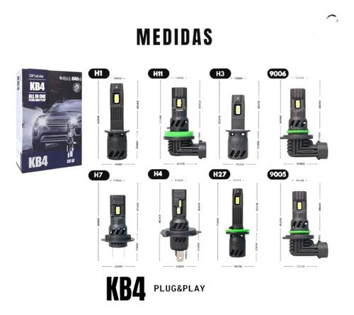 Kit Led Hb4 - Kobo Kb4 Dakar - 30w 12v Alto Brillo 6500 K H7 Amarillo Blanco Cálido - Imagen 2
