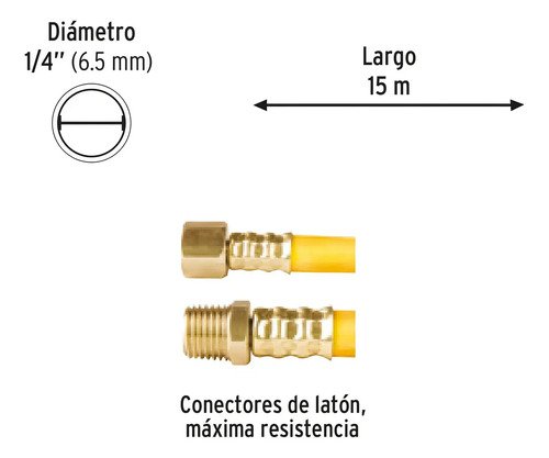 Manguera De Pvc Para Compresor, 15 M X 1/4 , Pretul 20664 Color Amarillo - Imagen 2
