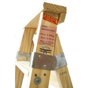 Escalera Tijera 3 Escalones Madera Plegable Aldan Soporta 105kg Marrón Claro