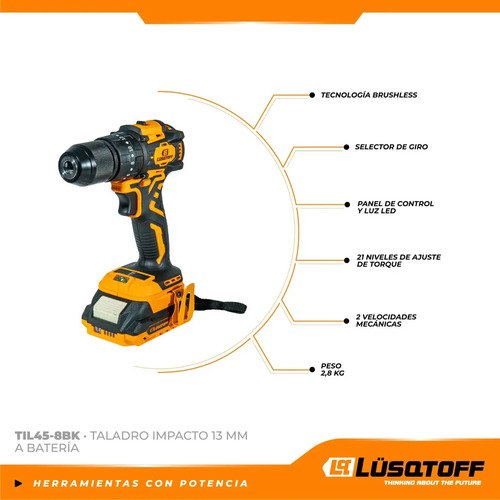 Taladro Atornillador Percutor Brushless Mandril Metalico Naranja 50 - Imagen 6