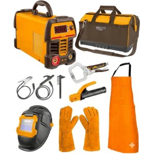 Soldadora Inverter Mma 200 Careta Delantal Accesorios Ingco Amarillo