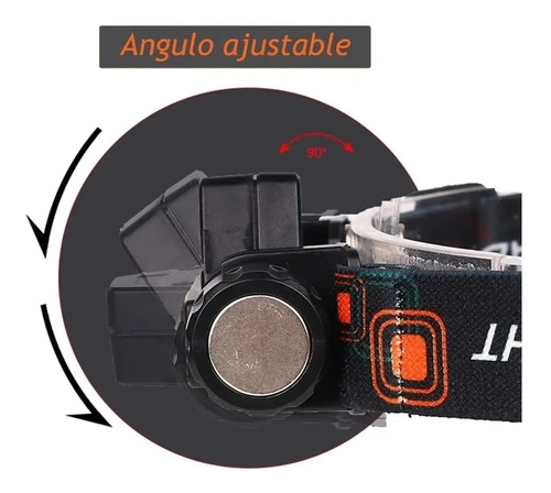 Linterna Táctica Led Vincha Recargable 2000 Lm Alcance 150m Usb Blanco Negro - Imagen 2
