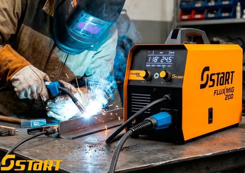 Máquina Inversora De Soldadura Sinérgica Start Flux Mig 200a 3 En 1 Mig Tig Mma Con Antorcha De Gas, Rímel, Alambre Y Accesorios Amarillo - Imagen 11