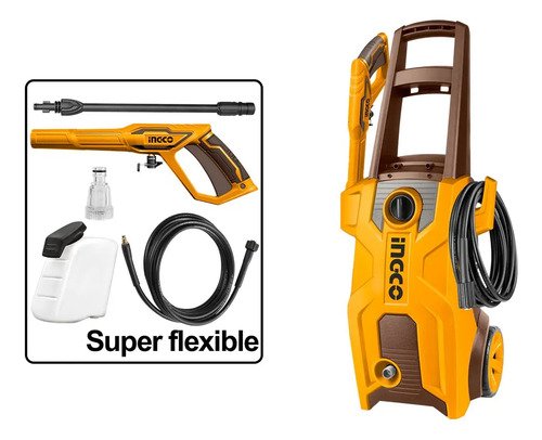Hidrolavadora Ingco 2000w 160bar 6,0l/min + Accesorios Color Naranja Claro - Imagen 3