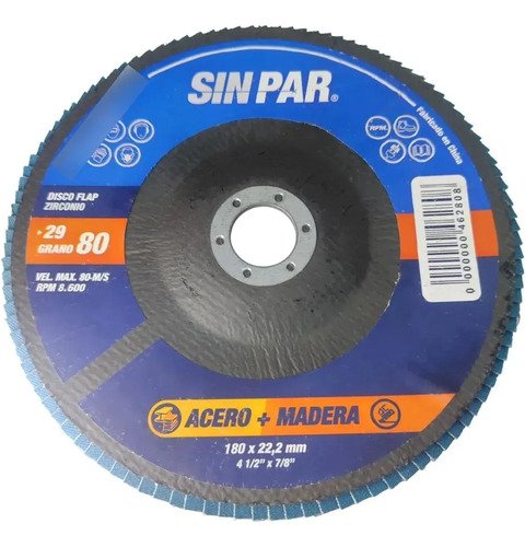 Disco Flap Sin Par 180 Mm Zirconio Metal Y Madera Caja X 5 Grano 80