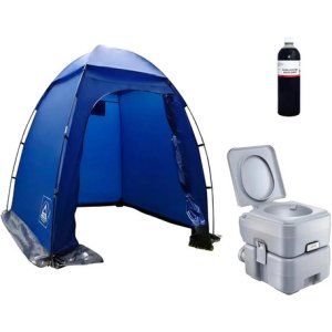 Kit Camping Carpa Baño + Inodoro Químico + Neutralizador Amarillo