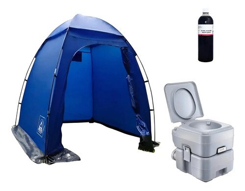 Kit Camping Carpa Baño + Inodoro Químico + Neutralizador Amarillo
