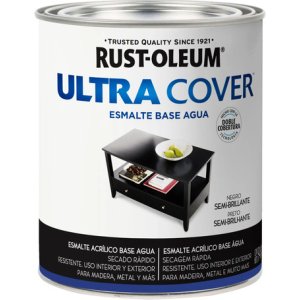 Pintura Esmalte Al Agua Ultra Cover Rust Oleum 0,9lt Negro Semibrillo