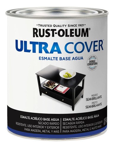 Pintura Esmalte Al Agua Ultra Cover Rust Oleum 0,9lt Negro Semibrillo