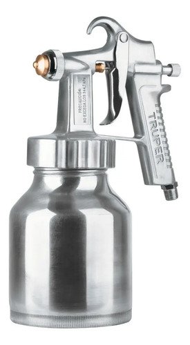 Pistola De Pintar Tarro Aluminio 1 Litro Truper Profesional Color Plateado