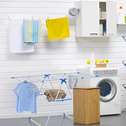 Tendedero Para Ropa De Pie Plegable Tender Acero Inoxidable Color Blanco - Imagen 8